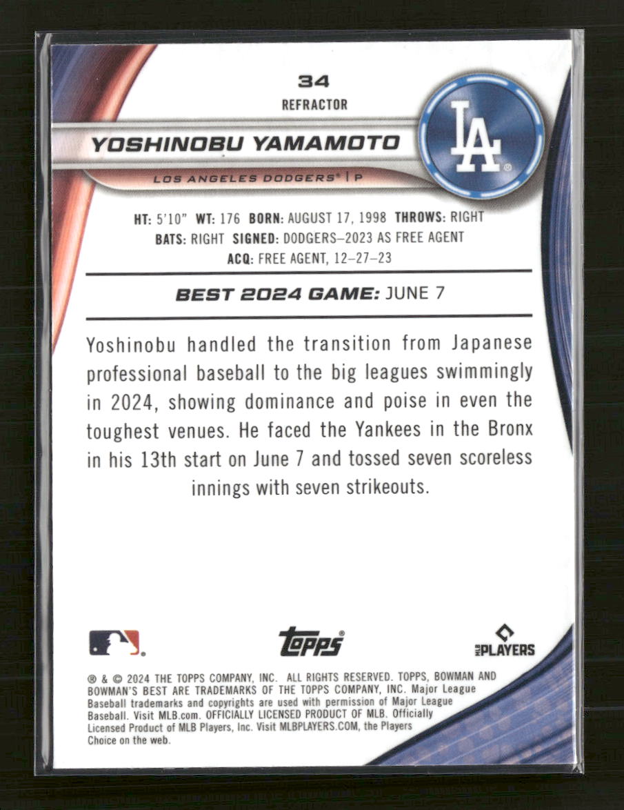 2024 Bowman's Best Yoshinobu Yamamoto Rookie #34