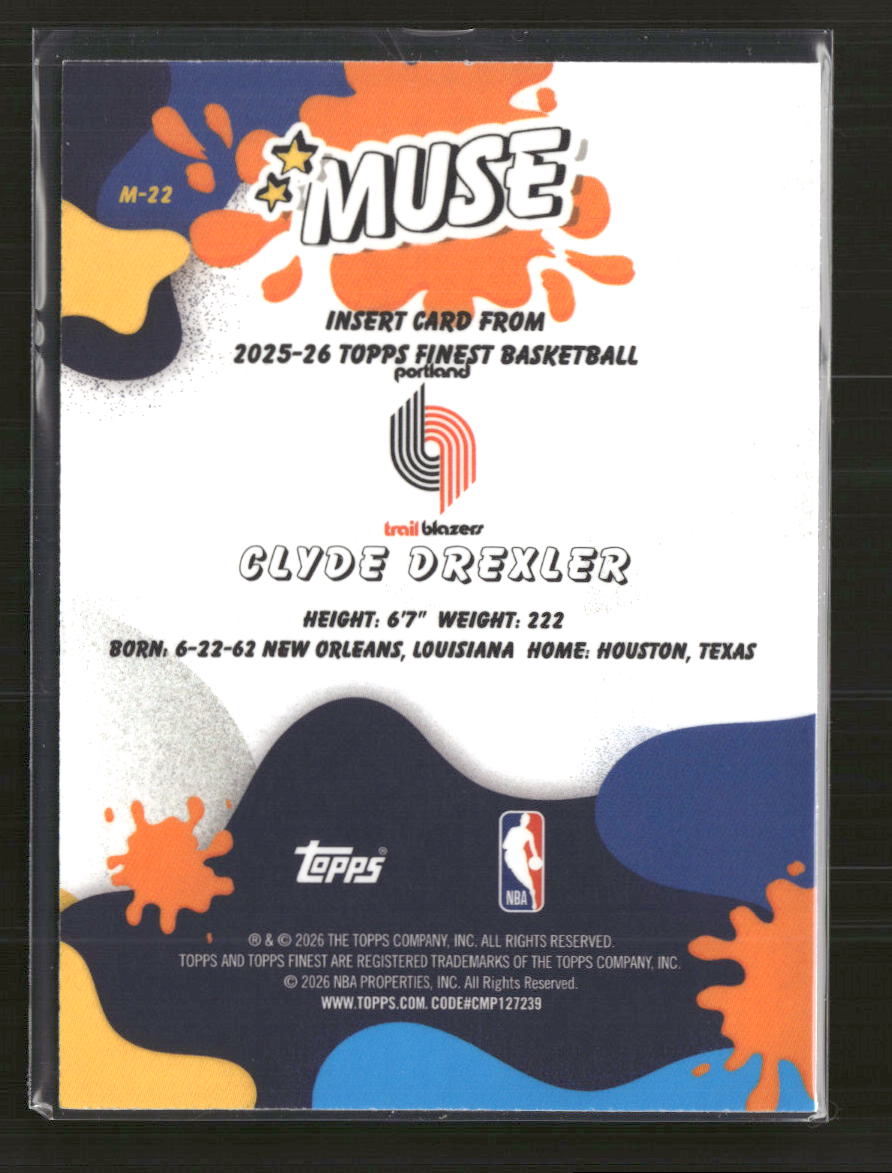 2025-26 Finest Muse Purple Refractor Clyde Drexler #/125 #M-22