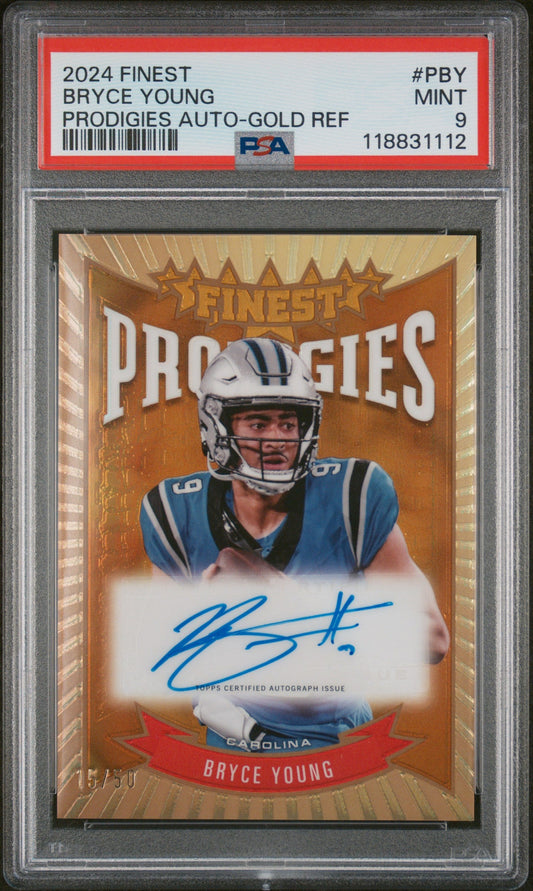 2024 Topps Finest Prodigies Auto-Gold Ref Bryce Young 9 PSA #PBY