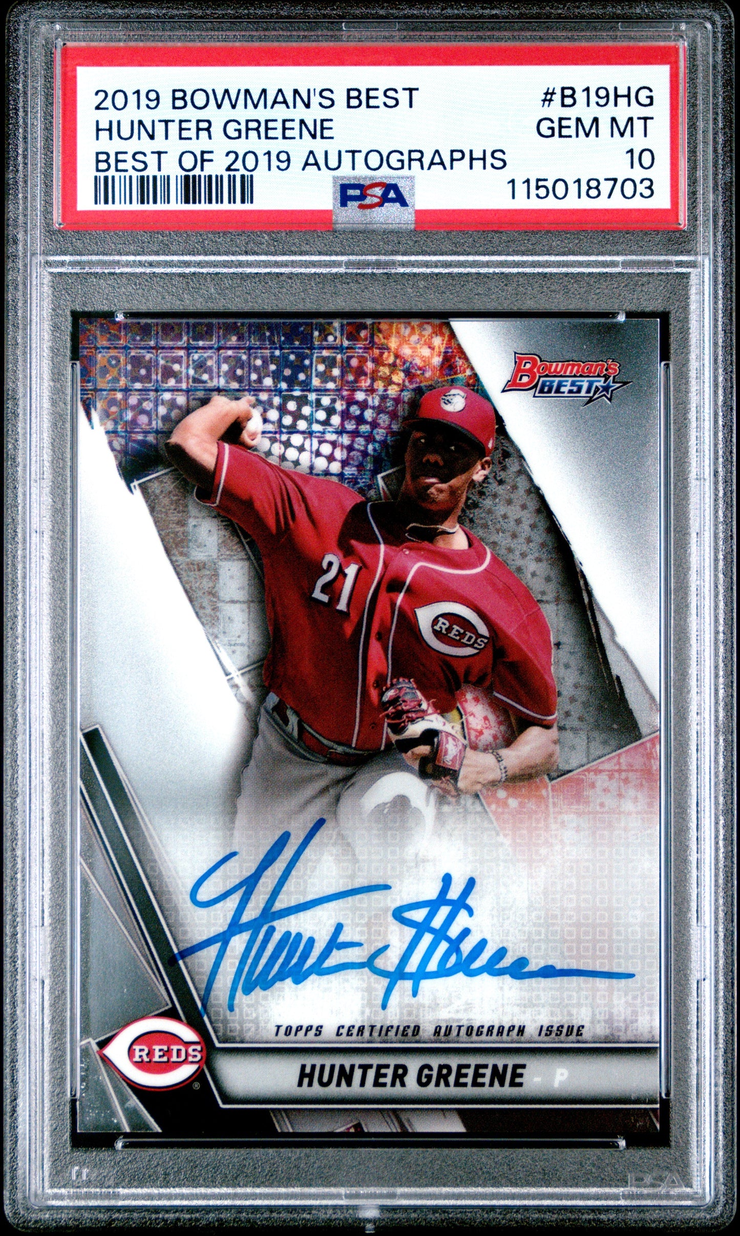 2019 Bowman'S Best Best Of 2019 Autographs Hunter Greene 10 PSA #B19HG