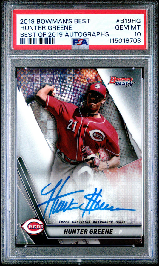 2019 Bowman'S Best Best Of 2019 Autographs Hunter Greene 10 PSA #B19HG