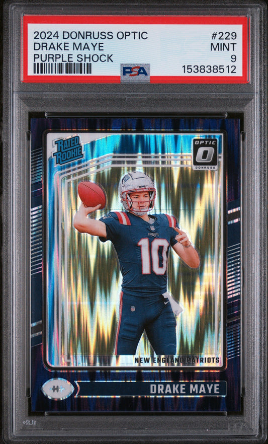 2024 Panini Donruss Optic Purple Shock Drake Maye 9 PSA #229