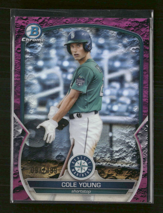 2023 Bowman Chrome Prospects Fuchsia Lunar Refractors Cole Young #/199 #BCP-9