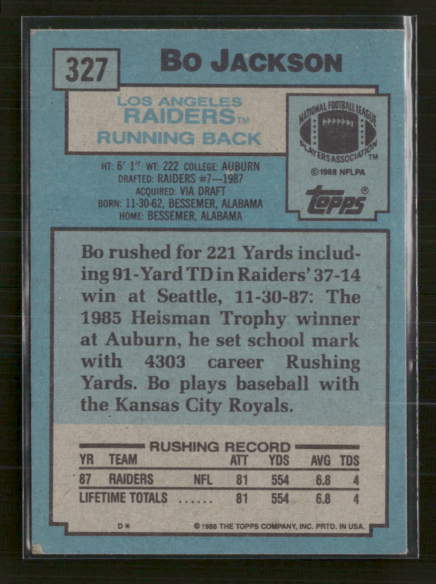 1988 Topps Bo Jackson Rookie #327