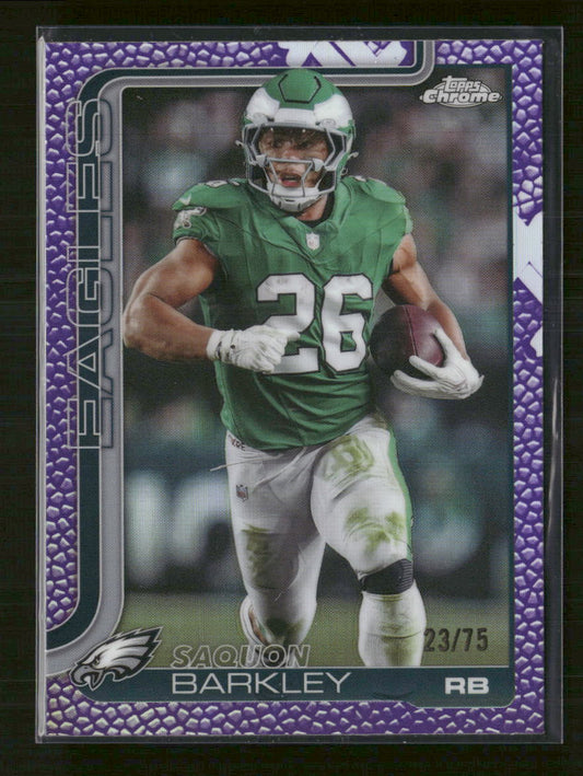 2025 Topps Chrome Football Leather Purple Saquon Barkley #/75 #248