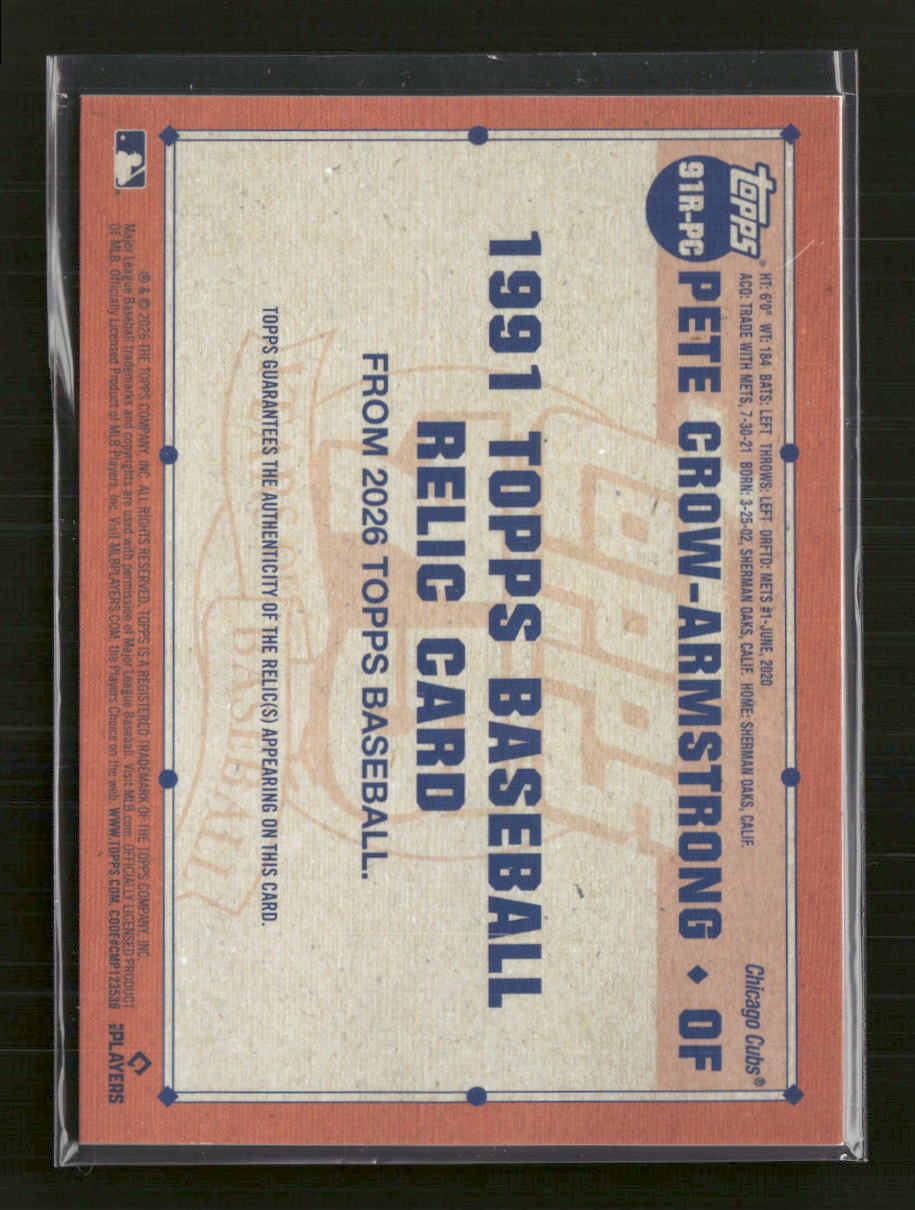 2026 Topps 1991 Baseball 35th Anniversary Relics Pete Crow-Armstrong #91R-PC