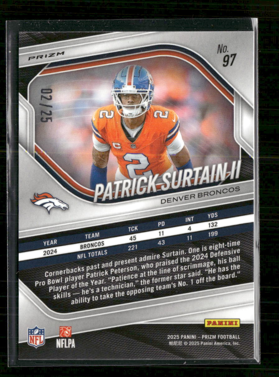 2025 Panini Prizm No Huddle Pink Patrick Surtain II #/25 #97