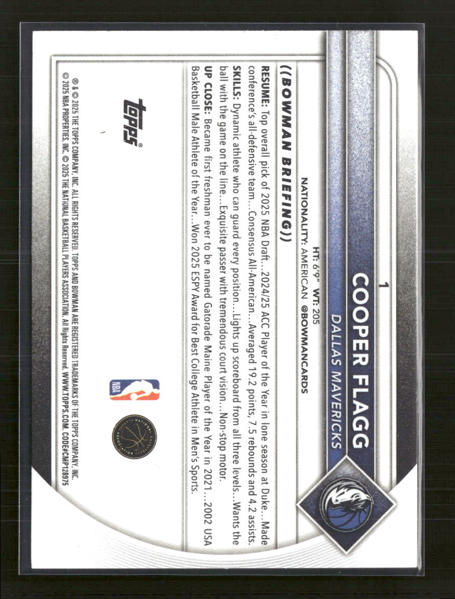 2025-26 Bowman Cooper Flagg Rookie #1