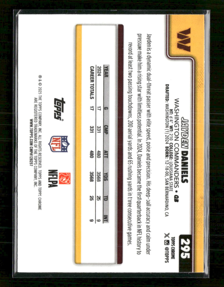 2025 Topps Chrome X-Fractor Jayden Daniels #295