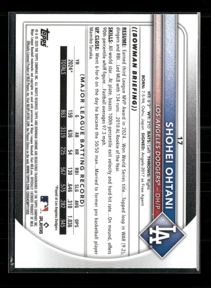 2025 Bowman Chrome Mojo Refractors Shohei Ohtani #17
