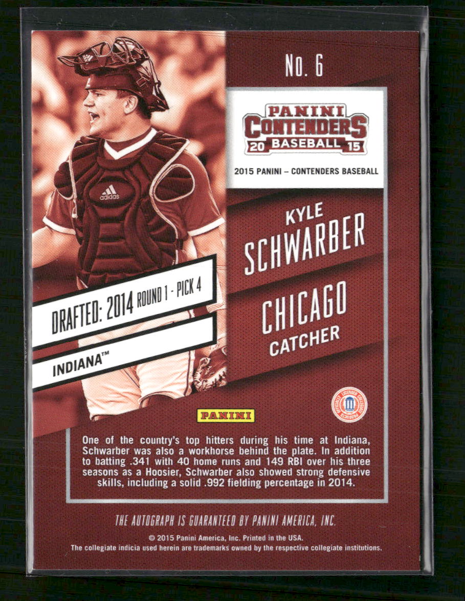 2015 Panini Contenders Prospect Ticket Autographs Kyle Schwarber Auto #6