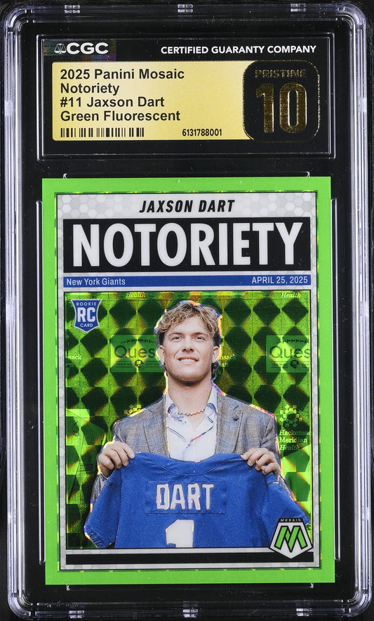 2025 Mosaic Green Fluorescent Notoriety Jaxson Dart CGC Pristine 10 #11