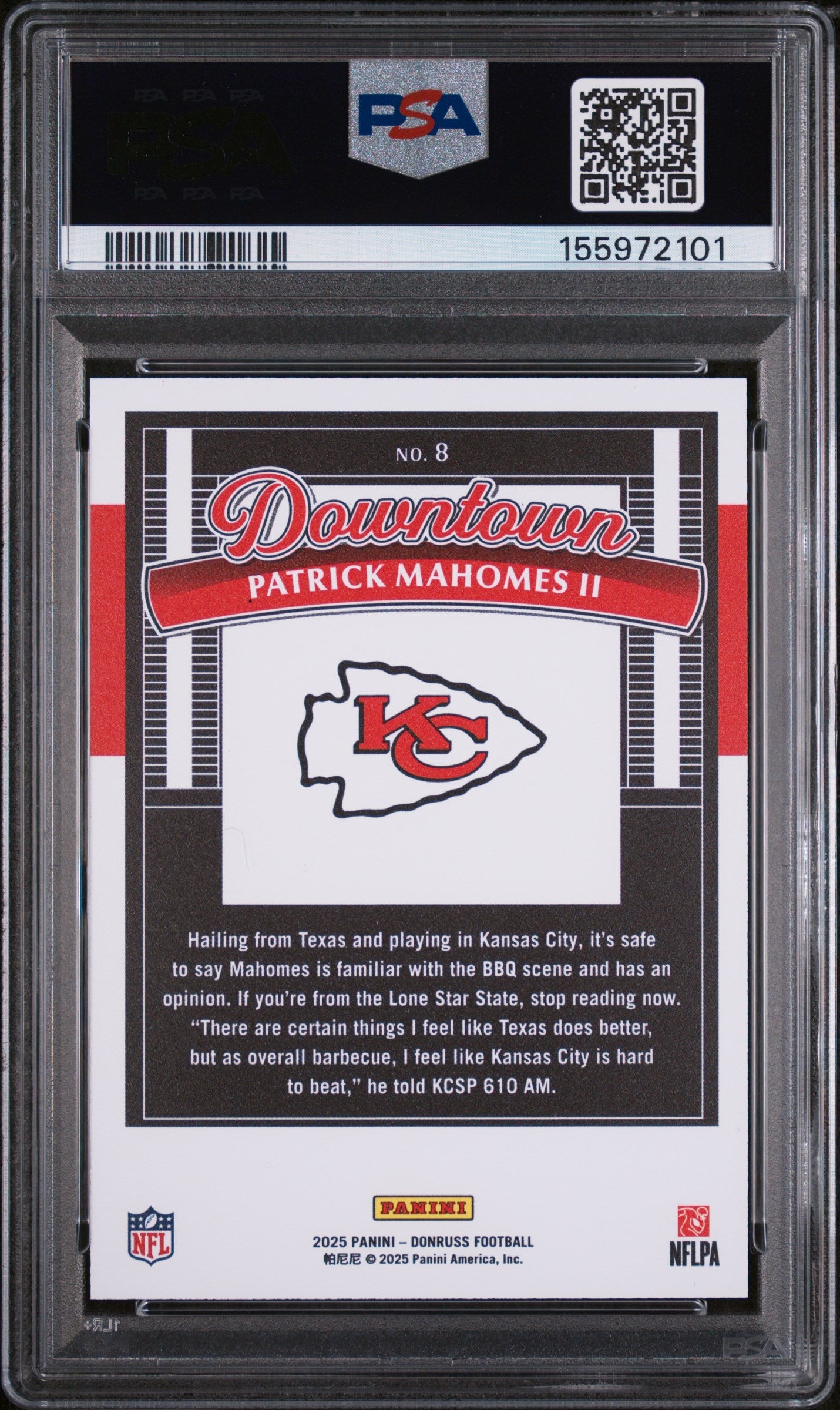 2025 Panini Donruss Downtown Patrick Mahomes II  PSA 9 #8