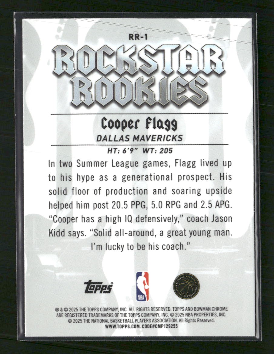 2025-26 Bowman Rockstar Rookies Cooper Flagg #RR-1