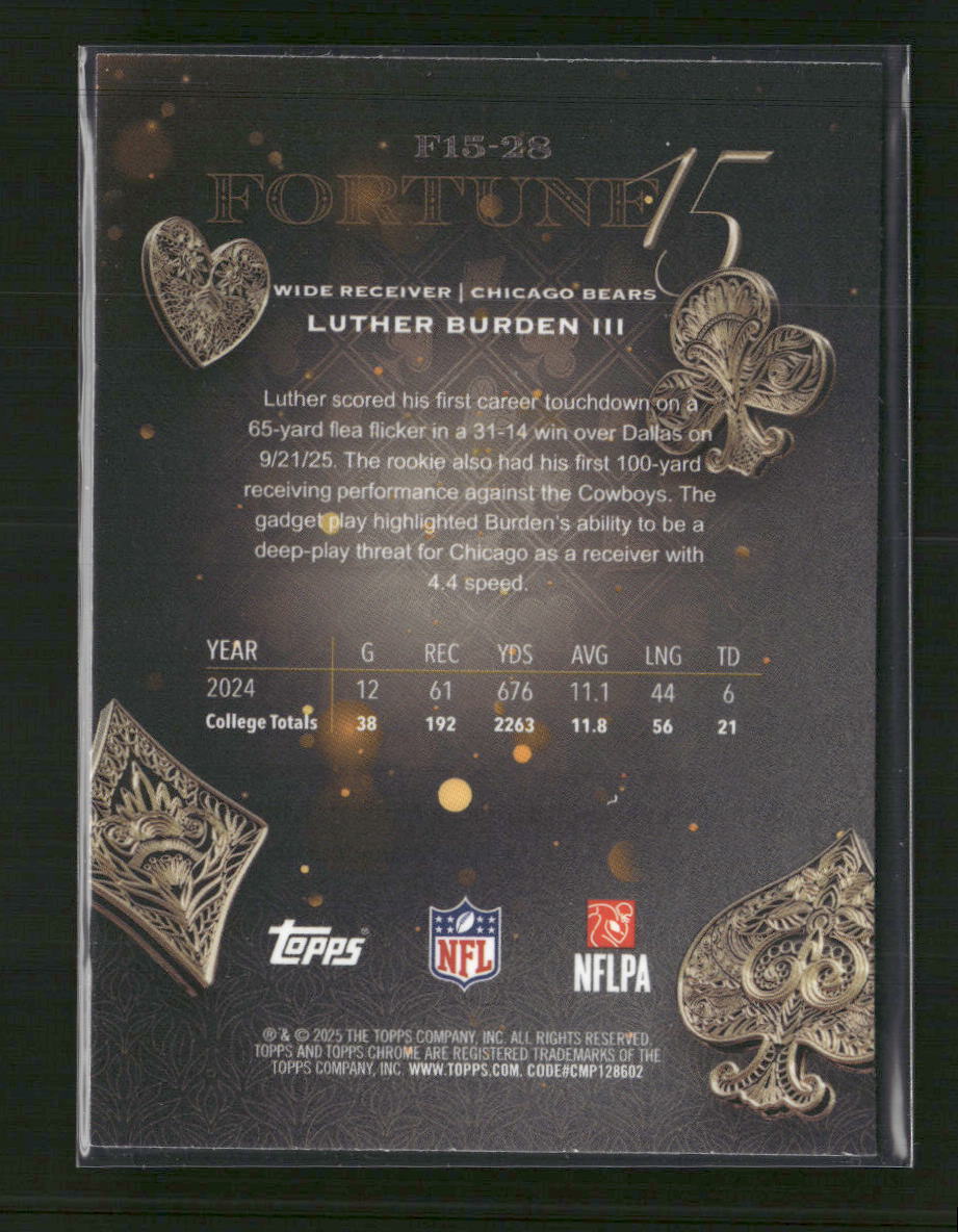 2025 Topps Chrome Fortune 15 X-Fractor Luther Burden III #F15-28