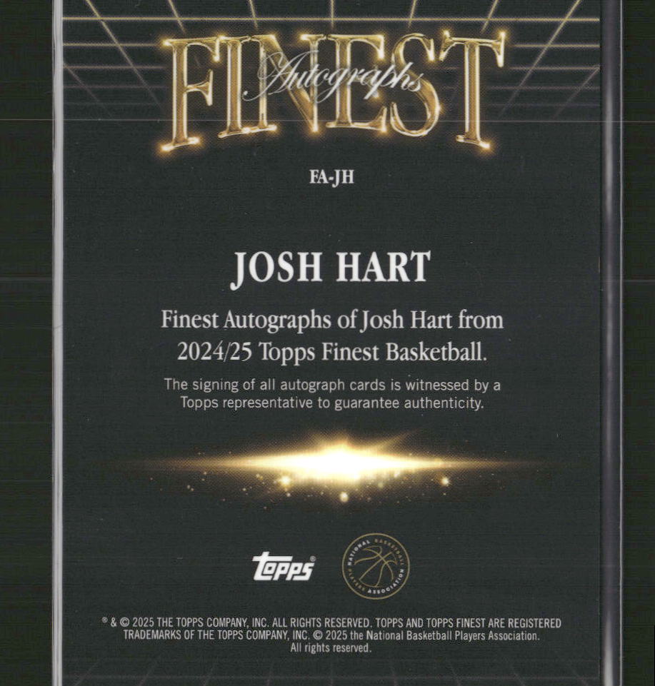 2024-25 Finest Finest Auto Gold Geometric Refractor Josh Hart #/50 #FA-JH