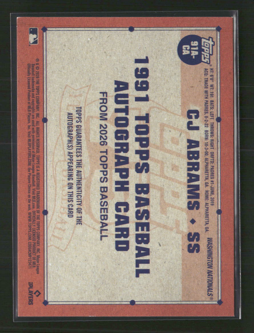 2026 Topps 1991 Topps Baseball 35th Anniversary Auto CJ Abrams Auto #91A-CA