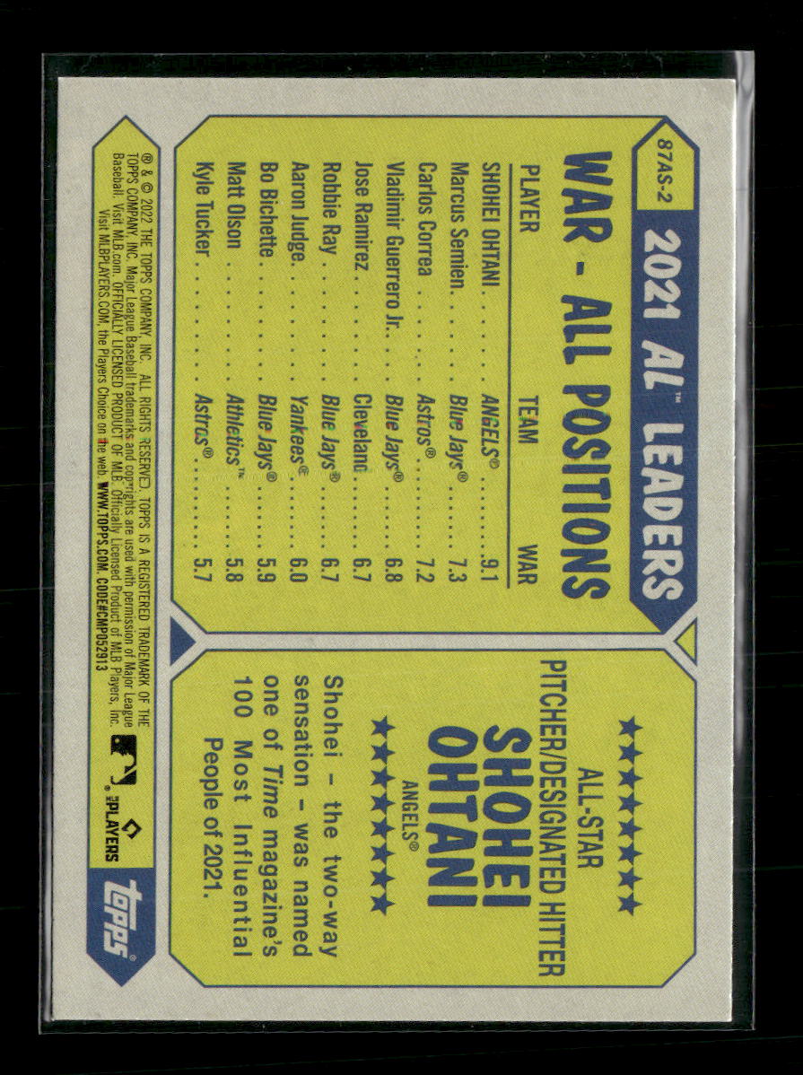 2022 Topps 1987 Topps Baseball 35th Anniversary All-Stars Shohei Ohtani #87AS-2