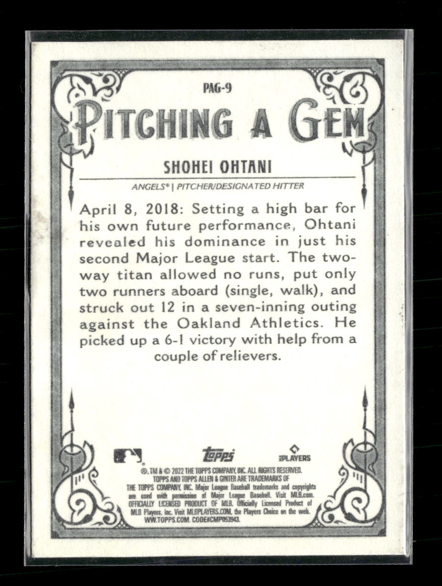 2022 Topps Allen & Ginter Pitching a Gem Shohei Ohtani #PAG-9
