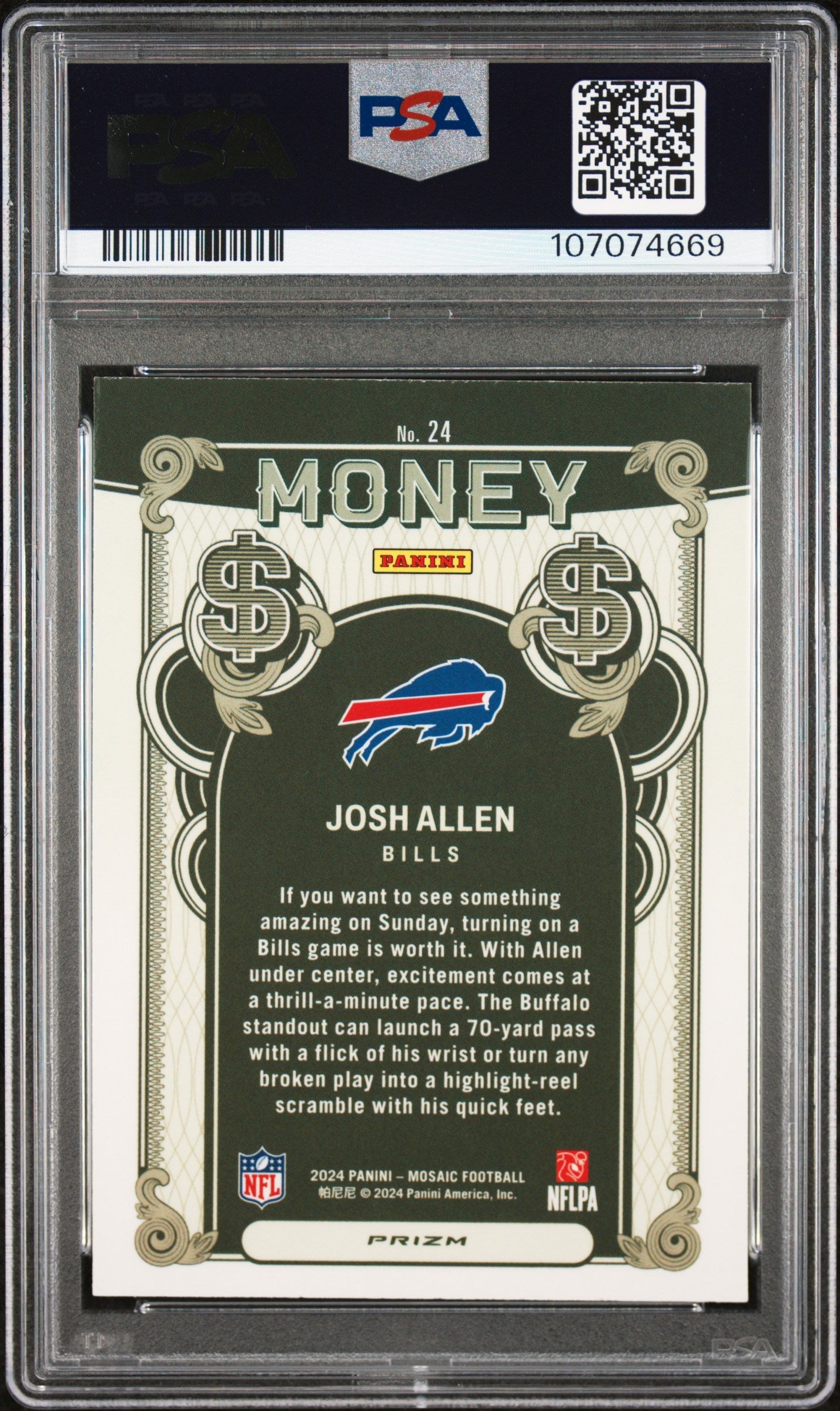 2024 Panini Mosaic Money Josh Allen PSA 10 #24