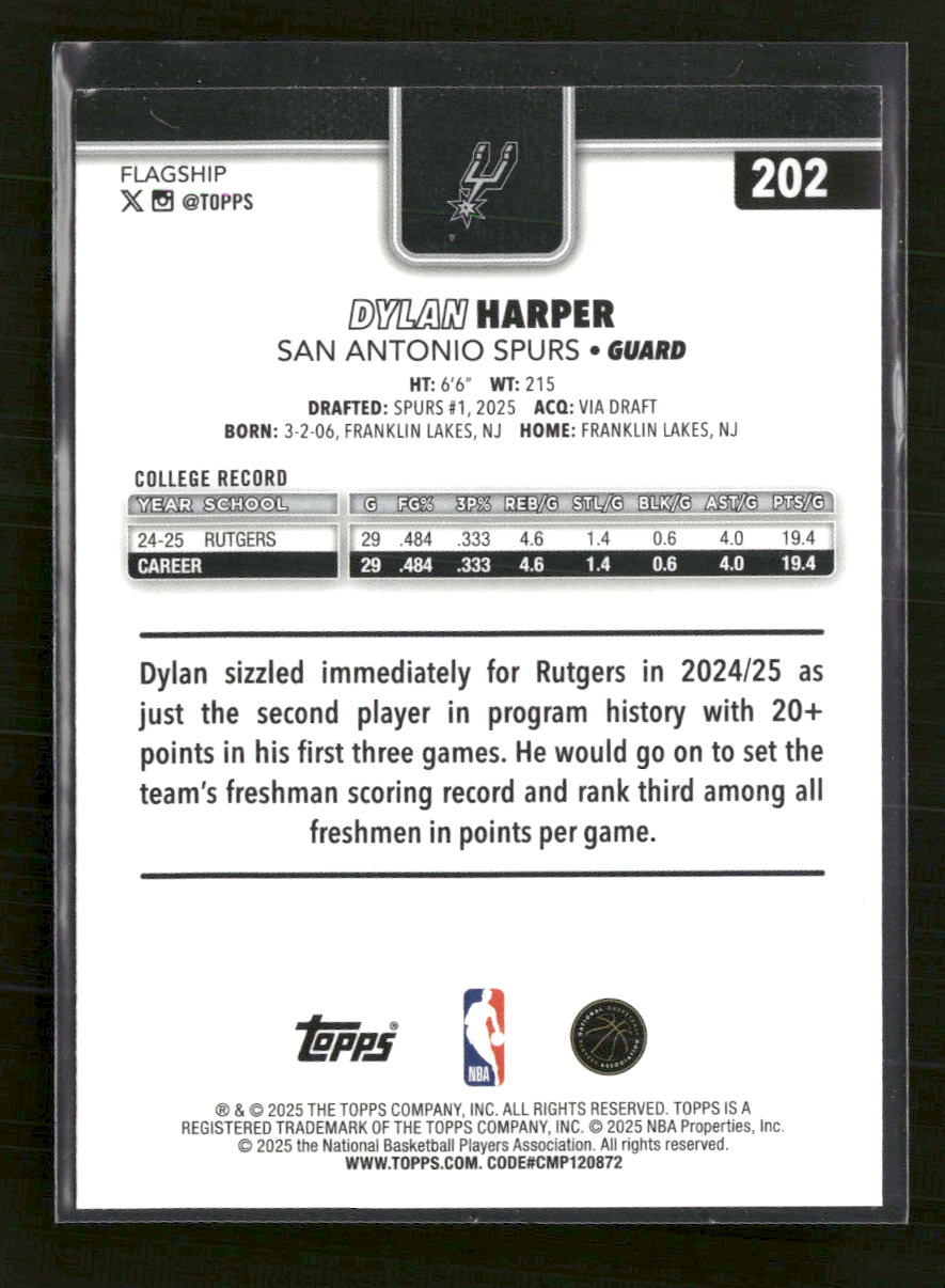 2025-26 Topps Crackleboard Dylan Harper Rookie #202