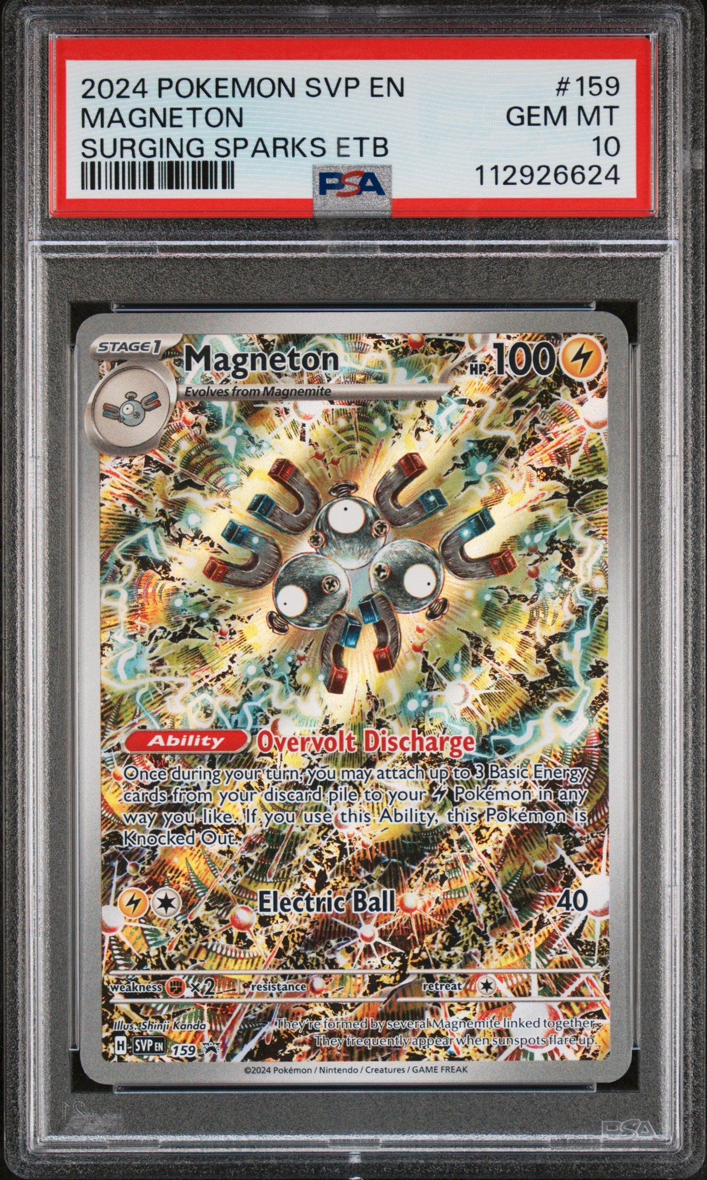 2024 Pokemon Svp En-Sv Black Star Promo Surging Sparks Etb Magneton 10 PSA #159