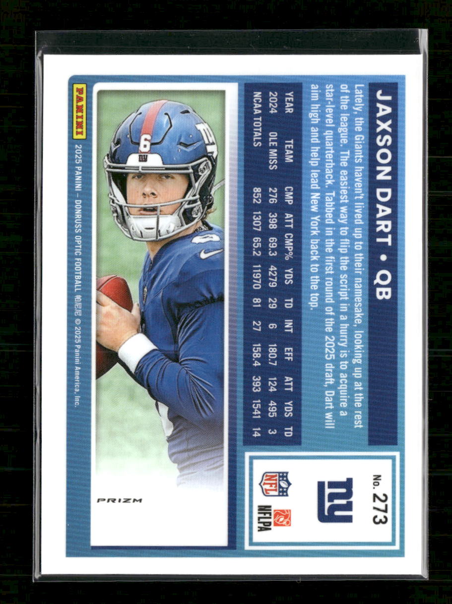 2025 Donruss Optic Green Velocity Jaxson Dart Rookie #273