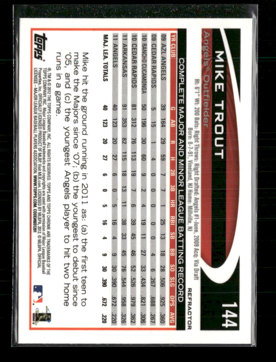 2012 Topps Chrome Orange Refractors Mike Trout #144