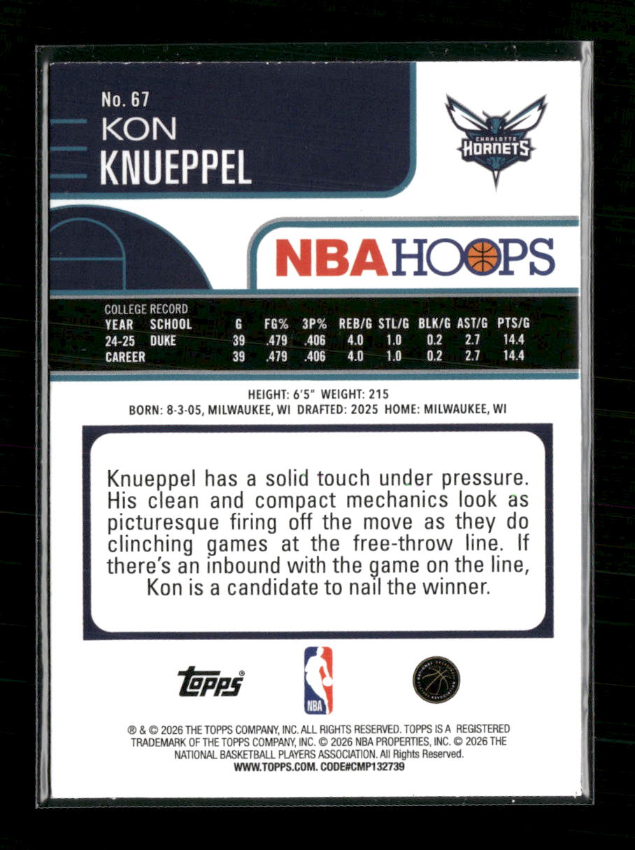 2025-26 Hoops Light Burst Kon Knueppel Rookie #67