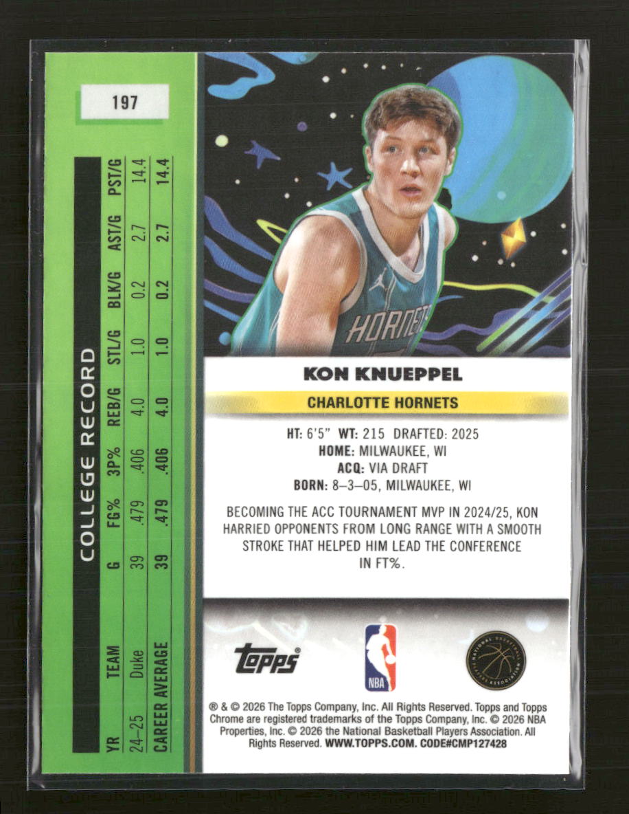 2025-26 Topps Chrome Cosmic Kon Knueppel Rookie #197