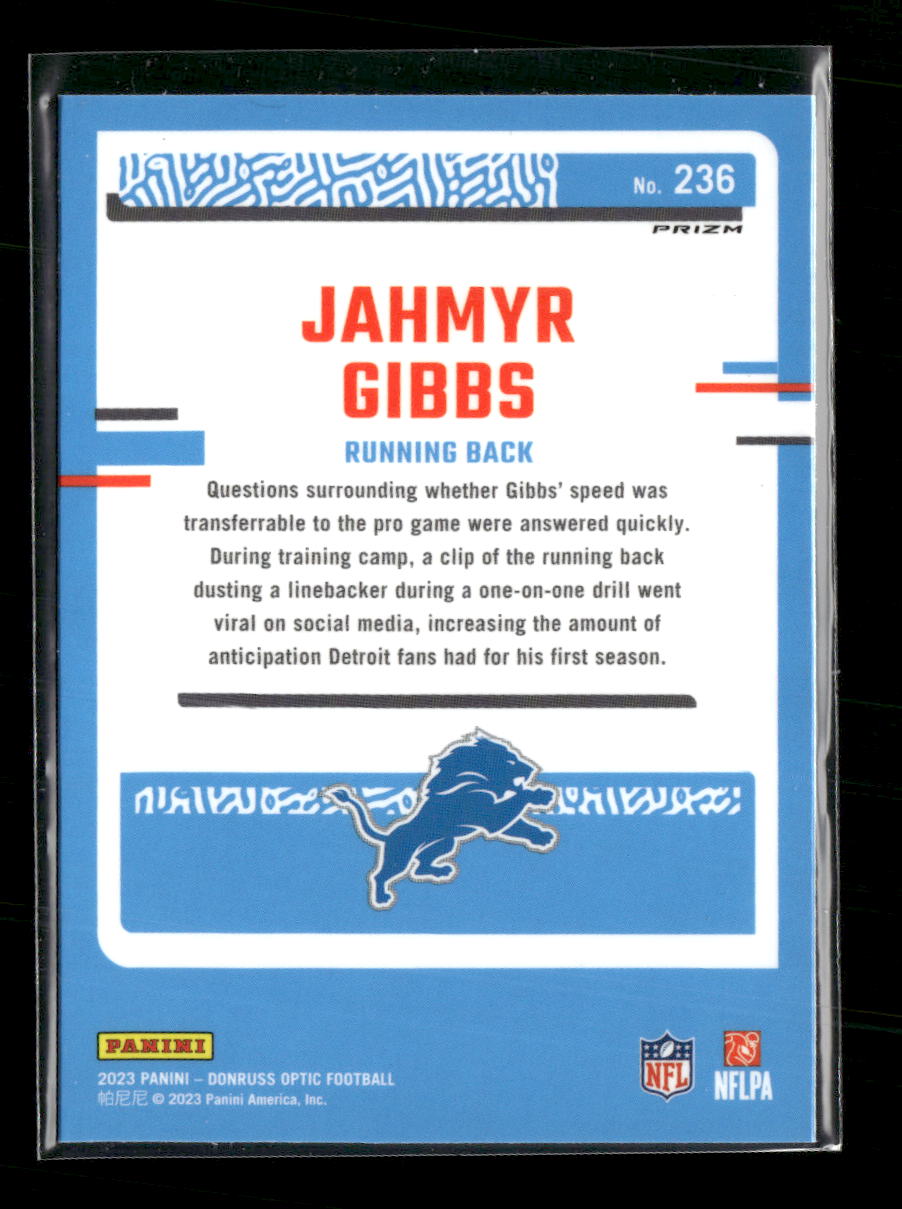 2023 Donruss Optic Holo Jahmyr Gibbs Rookie #236