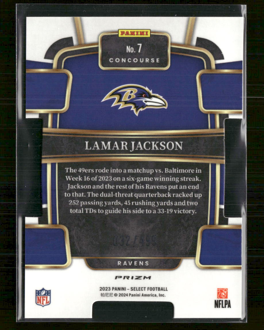 2023 Panini Select Orange Prizms Die Cuts Lamar Jackson #/499 #7
