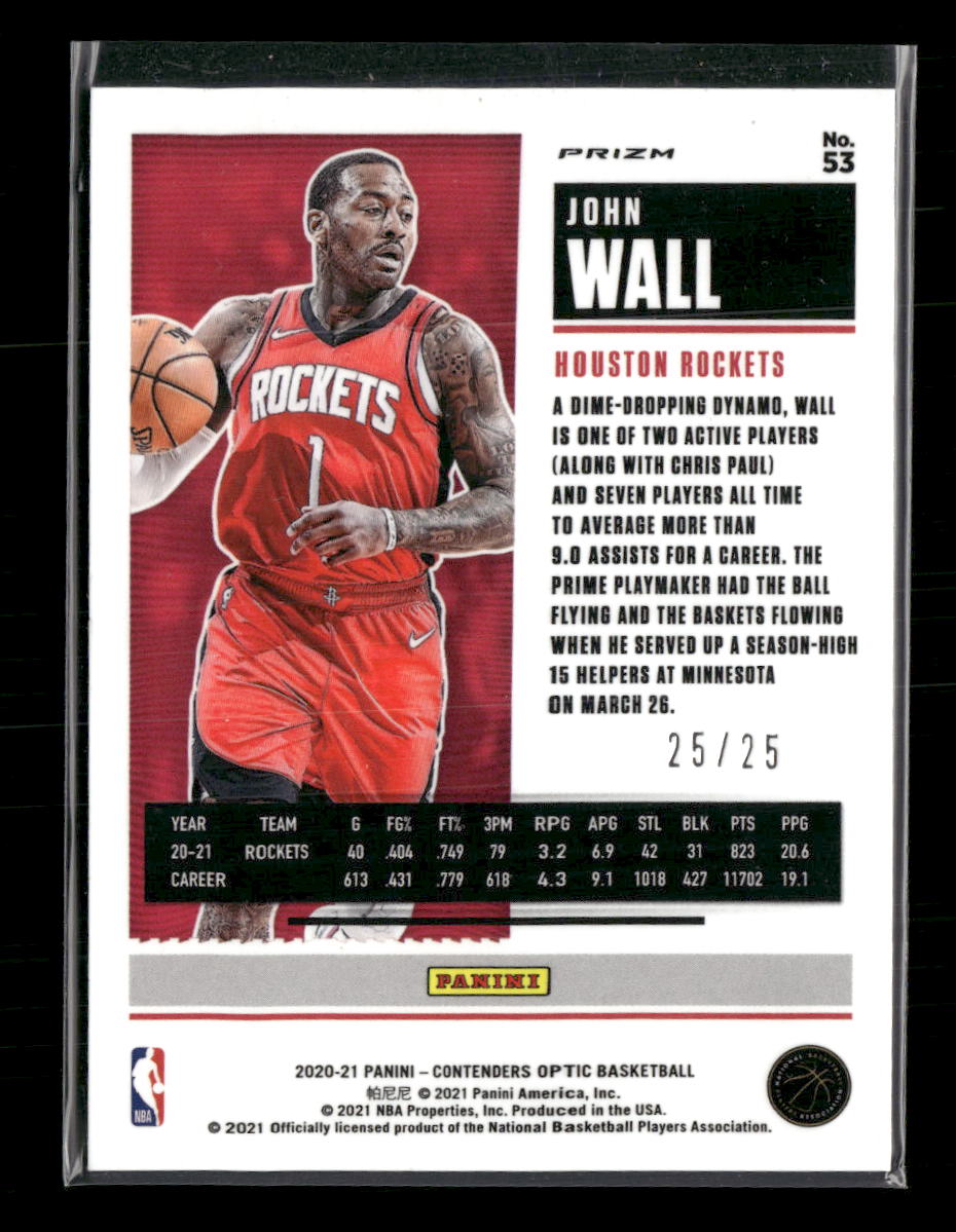 2020-21 Panini Contenders Optic Green Pulsar John Wall #/25 #53