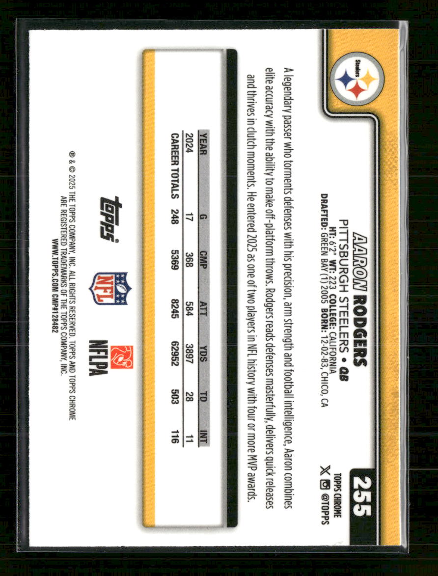 2025 Topps Chrome Topps Refractor Aaron Rodgers #255