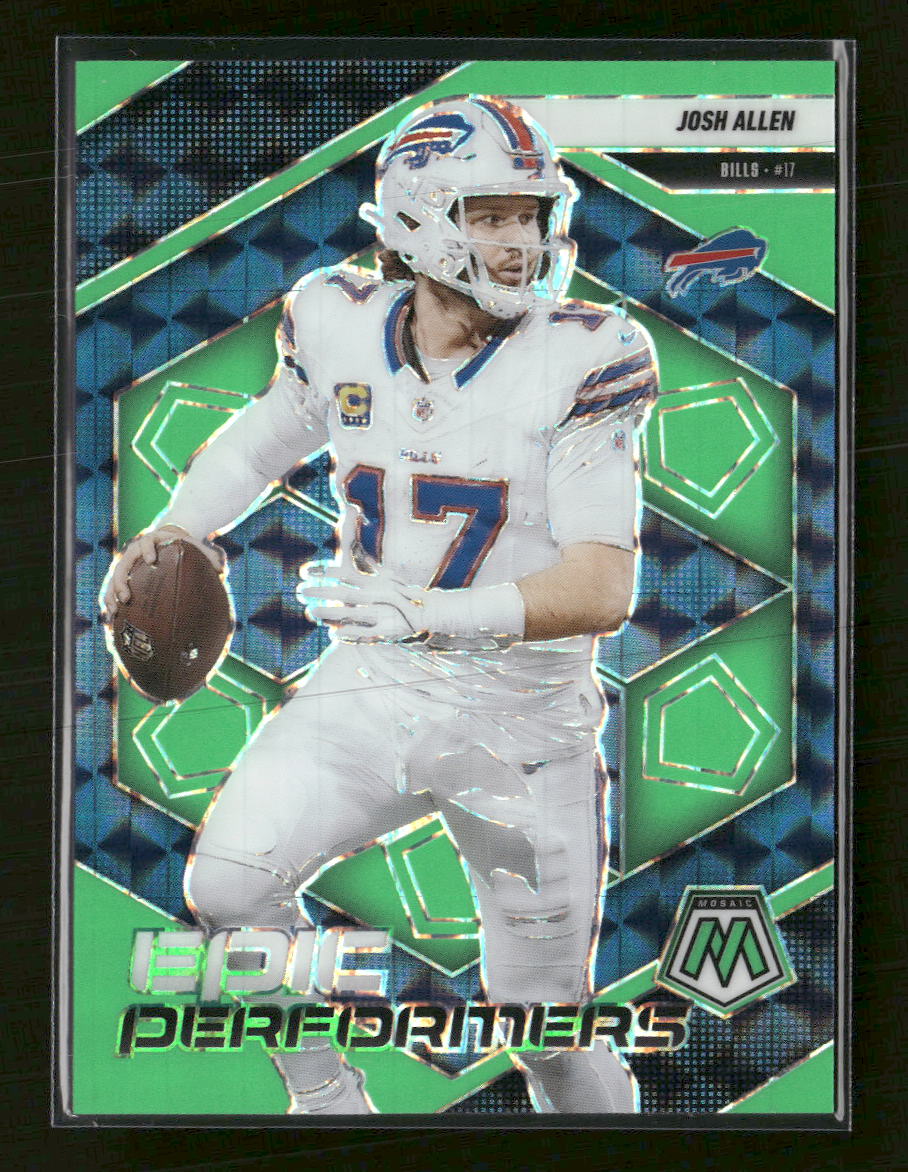 2025 Panini Mosaic Epic Performers Mosaic Green Fluorescent Josh Allen #/10 #9