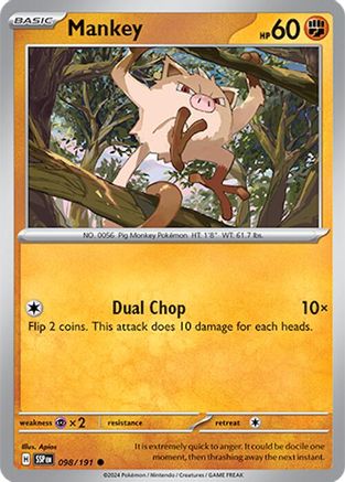 Mankey 098/191 - SV08 Surging Sparks Reverse Holofoil