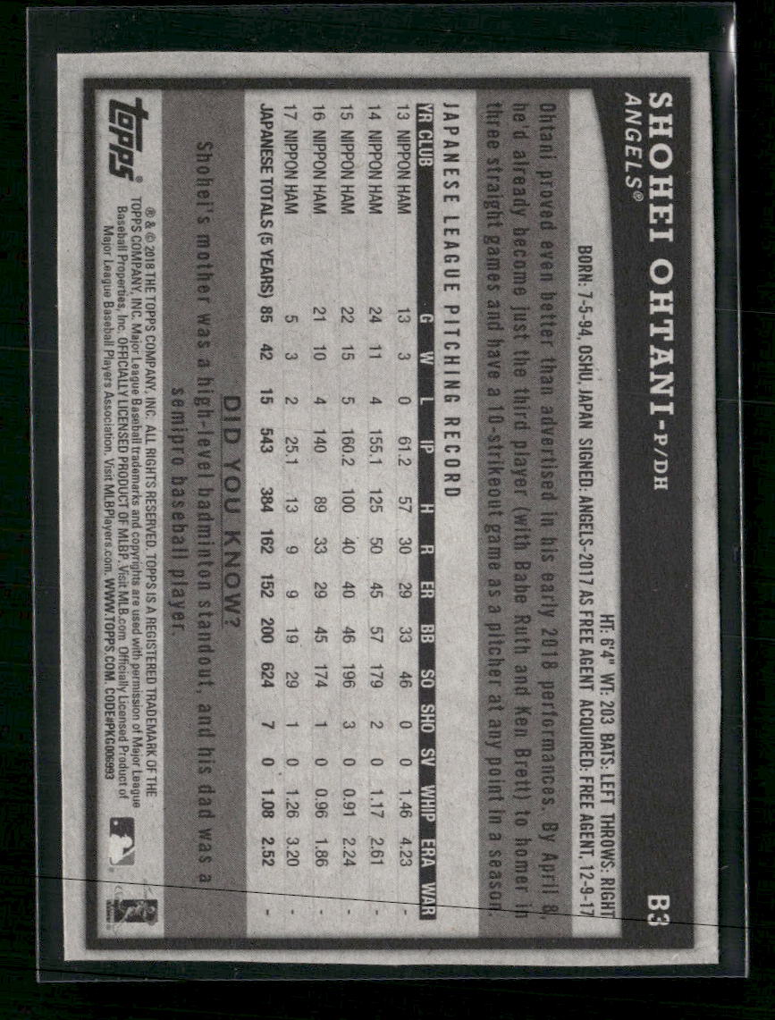 2018 Topps Big League Green Box Shohei Ohtani Rookie #141