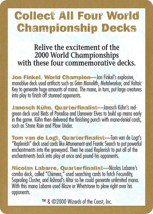 2000 World Championships Ad (WCD-) - World Championship Decks 2000