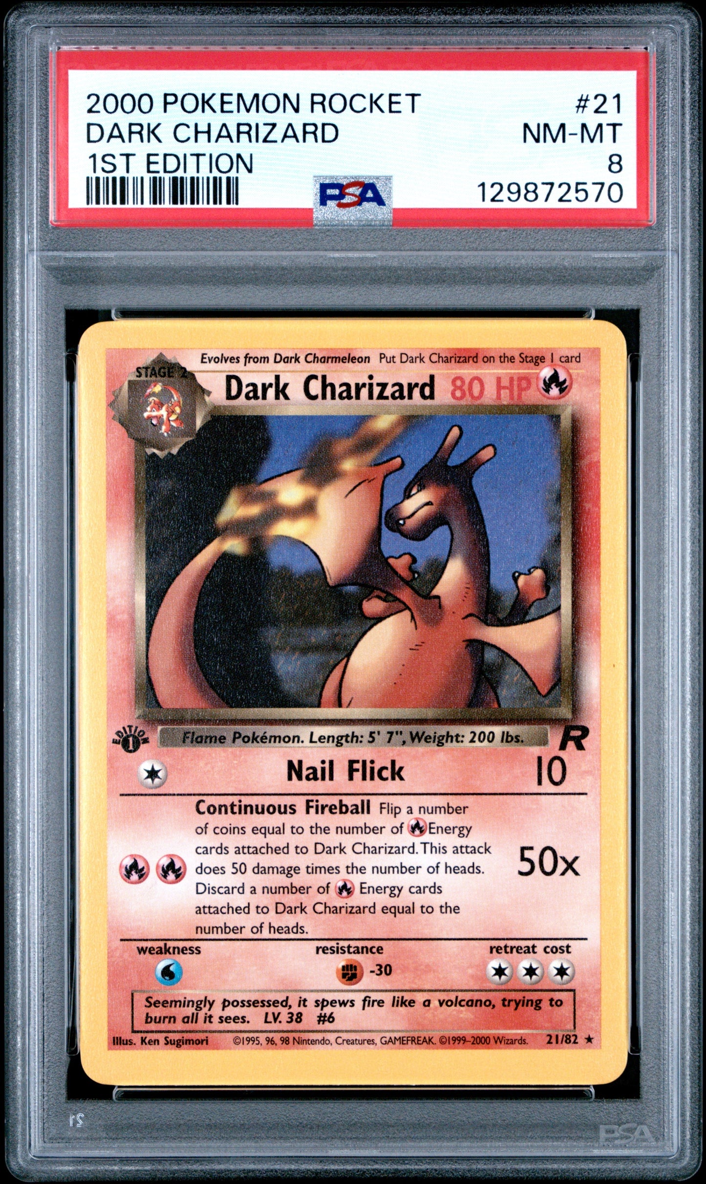 2000 Pokemon Rocket 1st Edition Dark Charizard 8 PSA #21