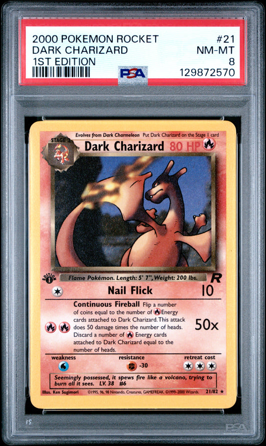 2000 Pokemon Rocket 1st Edition Dark Charizard 8 PSA #21