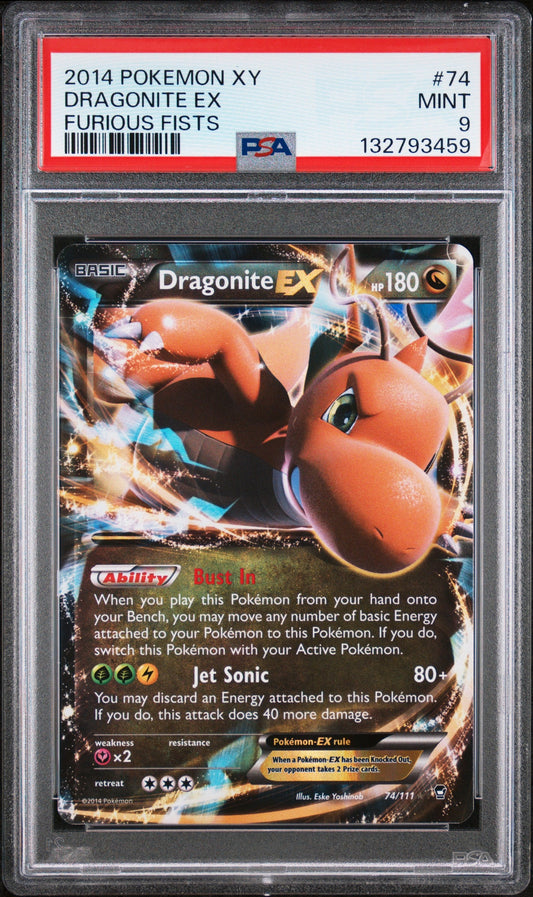 2014 Pokemon Xy Furious Fists Dragonite Ex 9 PSA #74