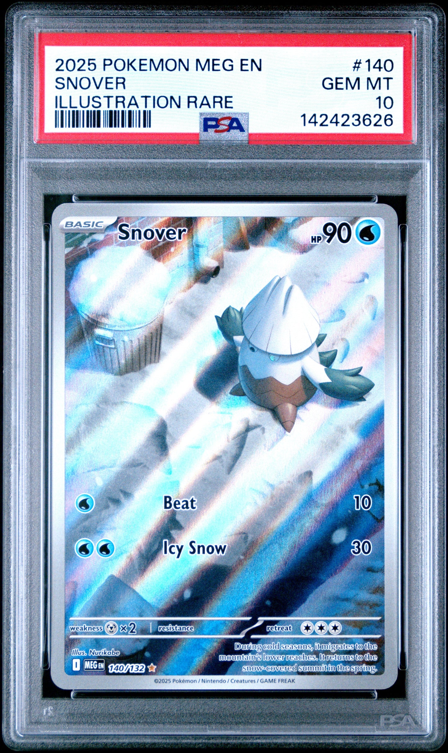 2025 Pokemon Meg En-Mega Evolution Illustration Rare Snover 10 PSA #140