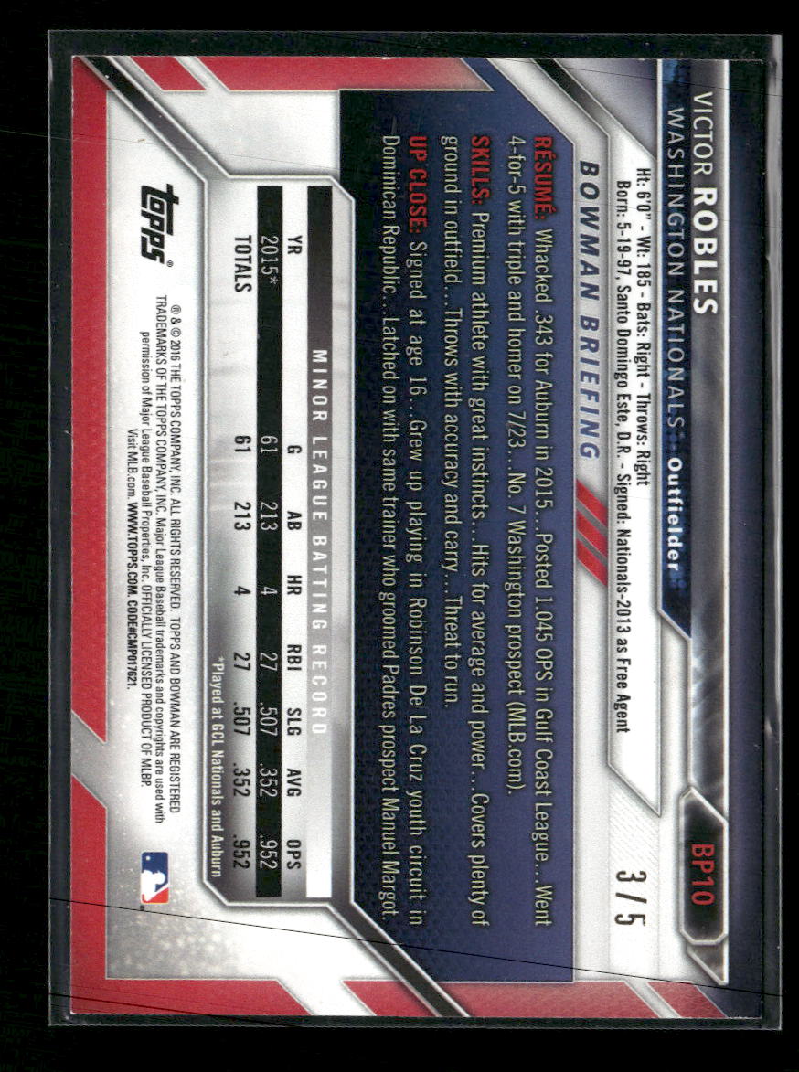 2016 Bowman Prospects Red Victor Robles #/5 #BP10
