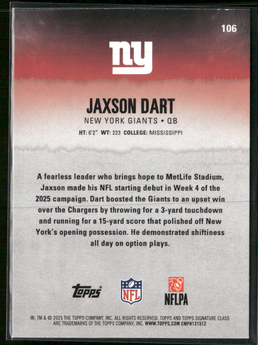 2025 Topps Signature Class Silver Jaxson Dart Rookie #/275 #106