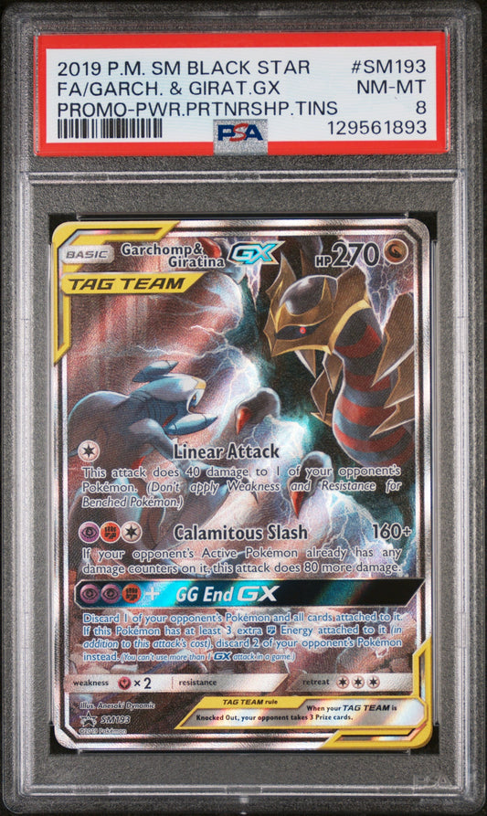 2019 Pokemon Sm Black Star Promo Prtnrshp.Tins Fa/Garch. & Girat.Gx 8 PSA #SM193