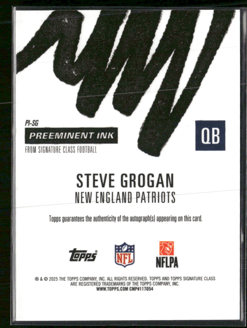 2024 Topp Class Preeminent Ink-AU Orange Refractor Steve Grogan #/50 Auto #PI-SG