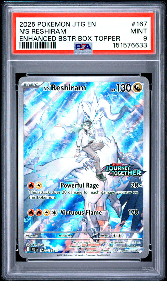 2025 Pokemon journey Together Enhanced Bstr Box Topper N'S Reshiram 9 PSA #167