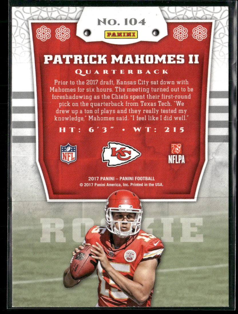 2017 Panini Patrick Mahomes II Rookie #104