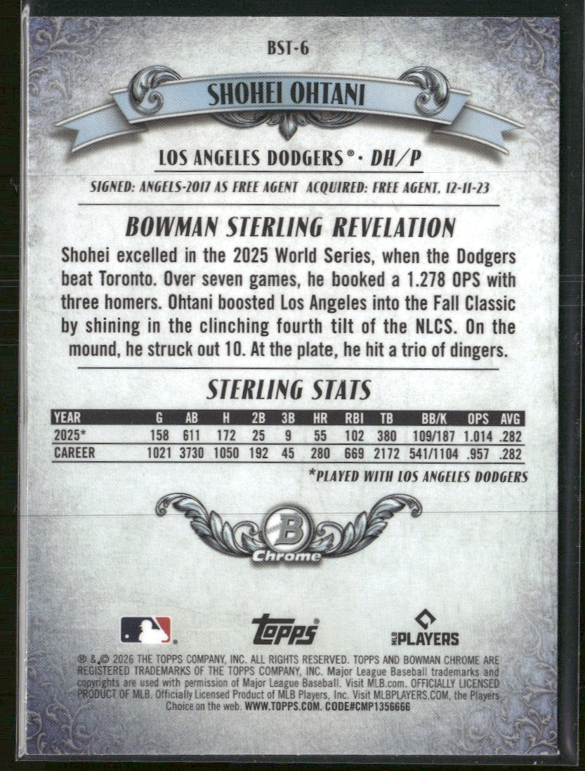 2026 Bowman Bowman Sterling Mojo Refractors Shohei Ohtani #BST-6