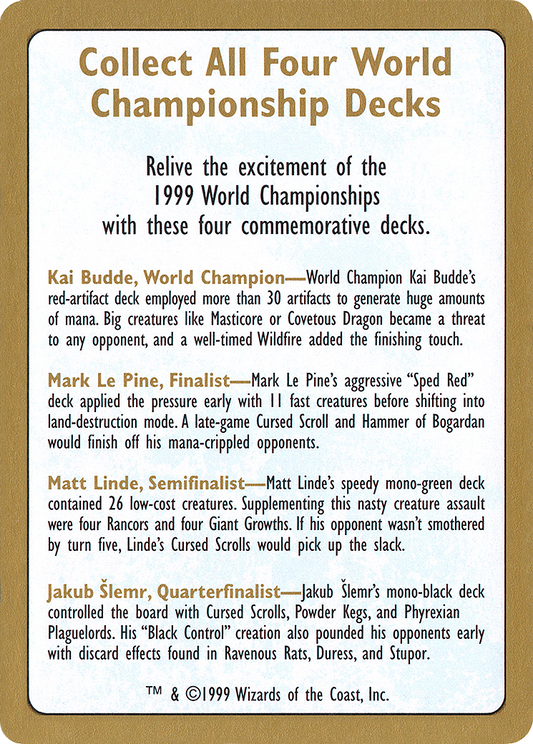 1999 World Championships Ad (WCD-) - World Championship Decks 1999